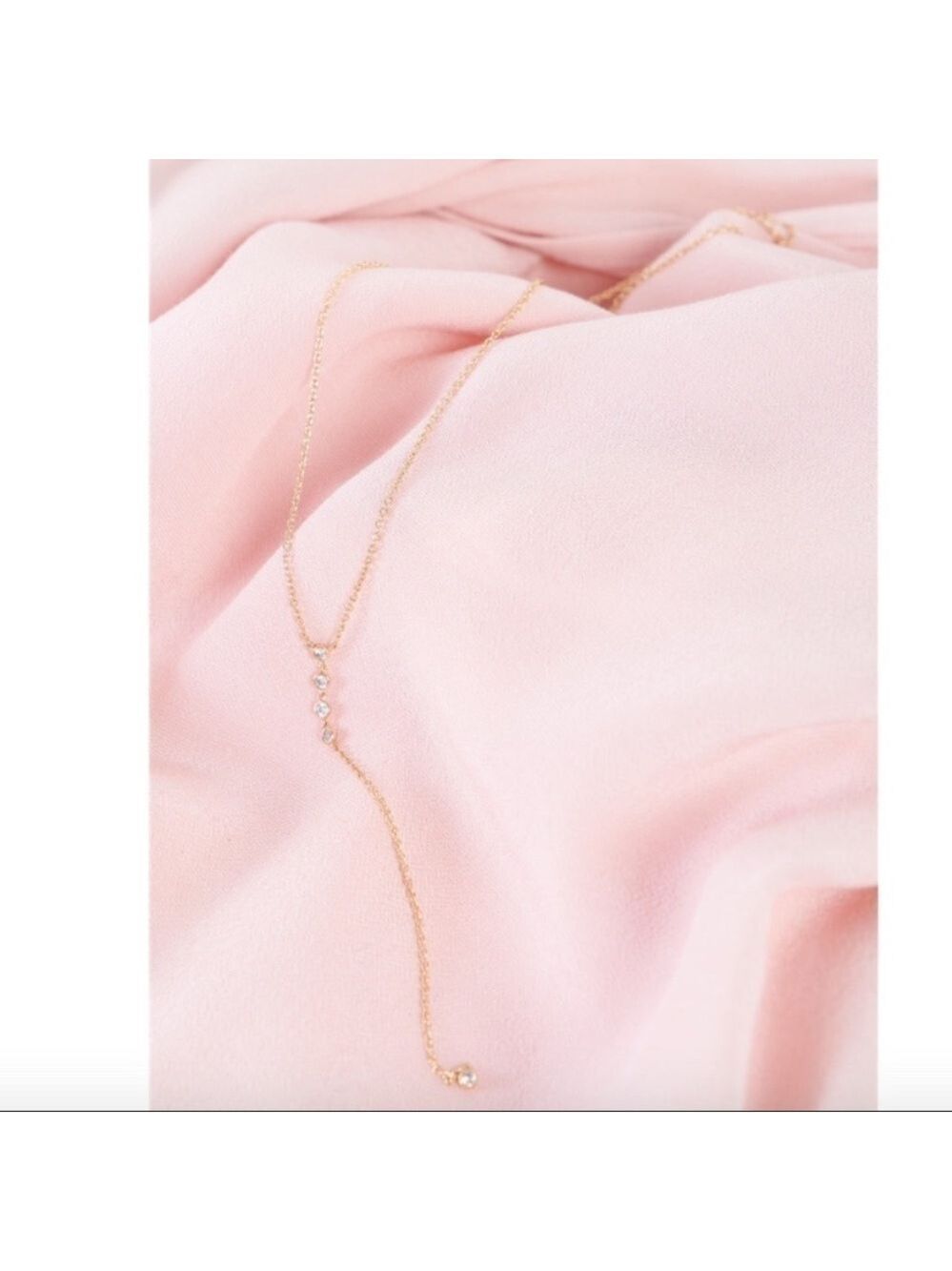 Gold Tone CZ Y Lariat Necklace - Picture 4 of 6